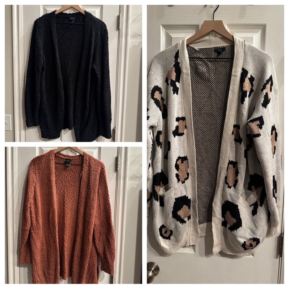 Rue21 Cardigan Bundle - Black, Orange, and Animal Print